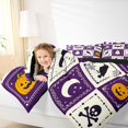 thumbnail image 3 of Feelyou Cute Ghost Skull Twin Bedding, Halloween Crow Pumpkin Bedding Comforter Set, Purple Cream, Black Reversible, 7pcs, 3 of 7