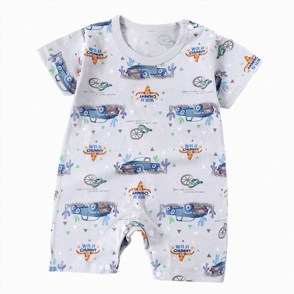 Xyant Baby Boy Clothes 0 3 6 9 12 18 24 Months Baby Boy Summer Romper Print Short Sleeve Romper Jumpsuit Outfits (Blue,6-12 Months)