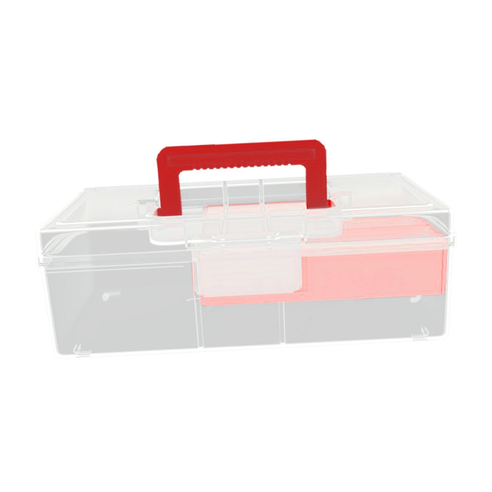 Wswqop Fishing Tackle Box 2 Layer with Handle Fishing Accessories Fly Fishing Hard Case red