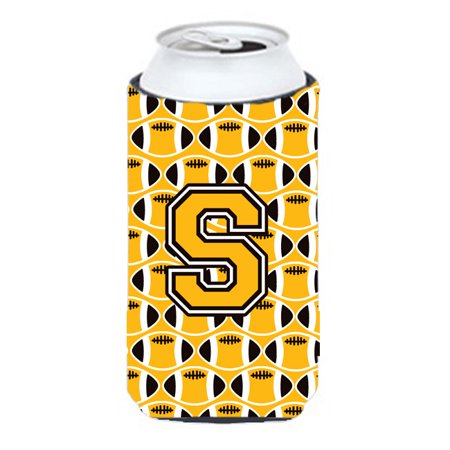 

Carolines Treasures CJ1080-STBC Letter S Football Black Old Gold and White Tall Boy Beverage Insulator Hugger Tall
