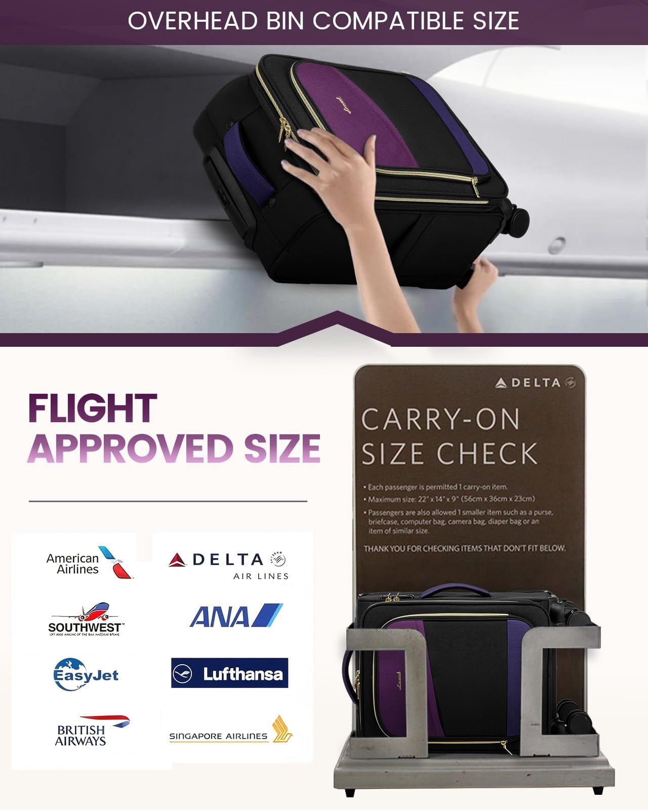 LOVEVOOK 4 Pcs Carry On Luggage 22x14x9 Airline Approved, 20 Inch Carry On Suitcases with Wheels, Softside Rolling Suitcase for Women Men, with TSA Lock Weekender Travel Luggage