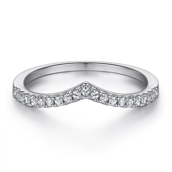 925 Sterling Silver V-Shaped Simulated Diamond Ring, Geometric Design, European Style, Womens Silver Ring, 5.3g