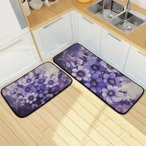 Purple Beautiful Flowers Kitchen Mat Set of 2 Cushioned Non Slip Rugs for Bedroom Floor Runner Mats