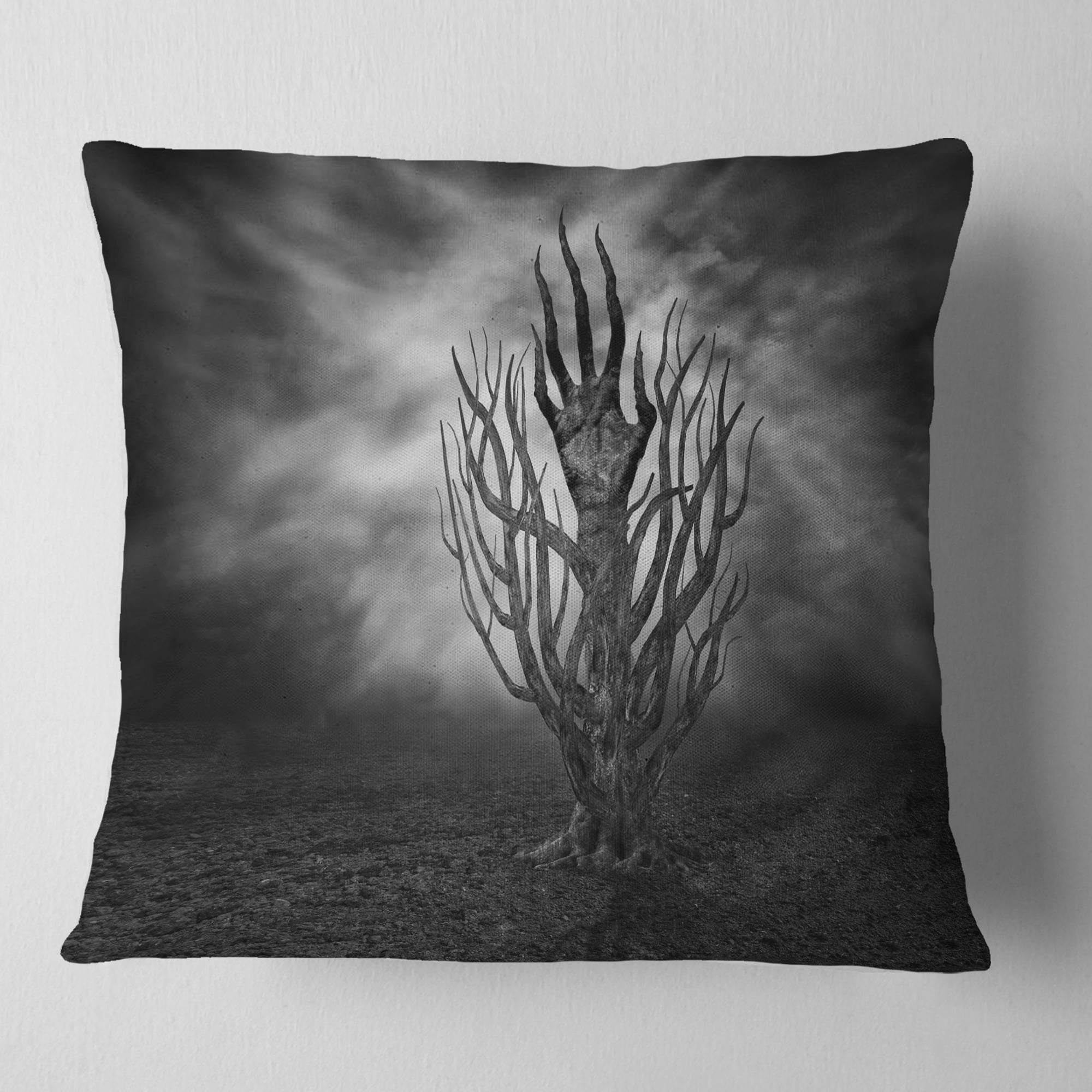 Designart Cry of Hand - Abstract Throw Pillow - 16x16
