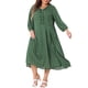 thumbnail image 1 of Vestido de mujer de talla grande Agnes Orinda, con mangas largas, escote en V y volantes, 4X, verde, 1 of 6
