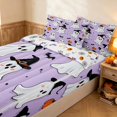 thumbnail image 2 of Erosebridal Cartoon Witch Ghost Zipper Twin Comforter Sets with Fitted Sheet and 2 Pillowcases, Halloween Pumpkin Zipper Bedding Set for Boys Girls, Lavender White, Halloween Reversible, 2 of 7