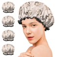 thumbnail image 7 of Shower Caps,Cute Hedgehog Pattern with Flowers Waterproof Shower Cap for Women 4 Pieces,Double Reusable Hair Cover for Shower PEVA Elastic Stretch Hem, 7 of 7