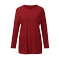 thumbnail image 4 of Baqcunre Women's Sweaters Womens Long Sleeve Sweatshirts Color Block Crewneck Sweaters Tunic Tops Crewneck Sweatshirts Womens Tops Red XXL, 4 of 4