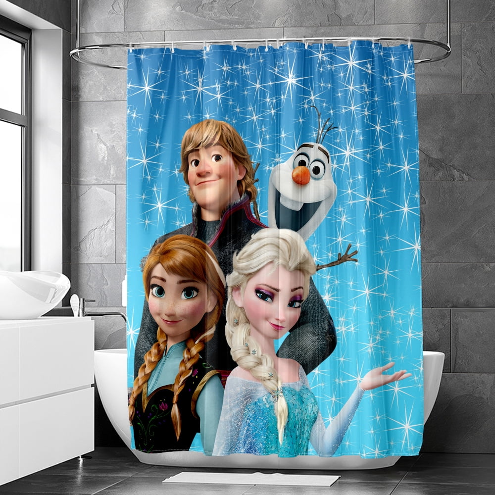 Disney Frozen Multicolour Shower Curtain, Easy Care Fabric Shower