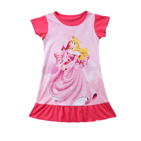 

wybzd Toddler Kids Baby Girls Summer Rapunzel Belle Aurora Princess Dress Party Casual Dress