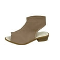 thumbnail image 2 of Hinvhai Women's Knit Chunky Block High Heels Sandals Slingback Cut Out Peep Toe Chunky Stacked Heel Ankle Booties Brown 7.5(40), 2 of 8