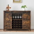thumbnail image 4 of EastVita 47" Farmhouse Coffee Bar Cabinet with Storage,Wine Bar Cabinet Sliding Barn Door,Buffet Sideboard with 16 Bottle Wine Rack,Retro, 4 of 8