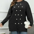 thumbnail image 2 of HAiming Plus Size Sweaters for Women Cable Casual Loose Long Sleeve Crewneck Pullover Long Tops with Cute Graphic, 2 of 7