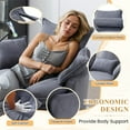 thumbnail image 5 of Aukfa Swivel Accent Chair 36" Oversized Barrel Chair with Storage Ottoman & Phone Holder for Living Room, 4 Pillows, Gray, 5 of 9