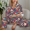 thumbnail image 6 of Kdxio colorful Skull rose Women's Pajama Sets Long Sleeve Button Down Sleepwear Nightwear Soft Pjs Lounge Sets-Large, 6 of 7