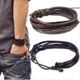 thumbnail image 5 of Yesbay Vintage Men's Women's Faux Leather Multilayer Bracelet Bangle Wristband Jewelry-Brown, 5 of 7