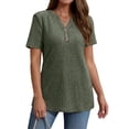 thumbnail image 3 of Fantaslook V Neck Tops for Women Short Sleeve Henry Shirts with Button Dressy Casual Summer Blouses Tops, 3 of 9