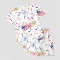thumbnail image 2 of Xudanell Toddler Boys 4th of July Outfit Flag Print T Shirt Shorts Elastic Set Infant Boys Outfits Party Vacation Red 3-4 Years, 2 of 5
