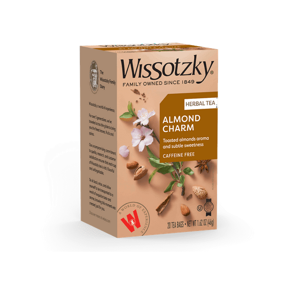 Wissotzky Almond Charm Herbal Tea - 20 Tea Bags, Caffeine-Free