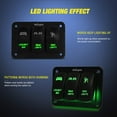 thumbnail image 4 of Nilight 3 Gang Rocker Switch Panel Aluminum 5 Pin on off Toggle Switch Panel Led Light Bar Switch SPST 12V-24V Green Switches for Marine Boats,Cars,ATVs,UTVs, 4 of 6
