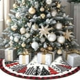 thumbnail image 6 of Red and Black Buffalo Plaid Christmas Tree Skirt Holiday Decoration Xmas Winter Holiday Tree Mat Base Cover for Home Party Indoor Outdoor Decorations (Red 5, 30"), 6 of 7