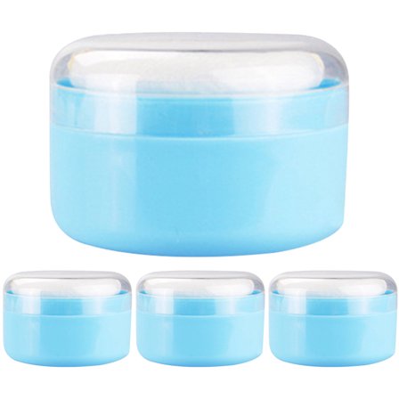 WRISTBIQUE 4Pcs Body Powder Puff and Container Blue Set for Home Loose Powder Use
