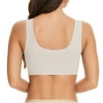 thumbnail image 4 of TEVEQ Women's Wireless Bras V Mesh Comfortable Bralette Supportive Tshirt Bra No Underwire Seamless Push Up Everyday Bras Strapless Lace Tank Top Underwear Thin Breast Gather Adjustable Bra Beige L, 4 of 6