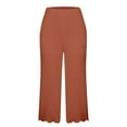 thumbnail image 4 of Stamzod Womens Capri Pants Fashion Solid Color Summer Stretch Waist Straight Wide Leg Cropped Pants Daily Casual Loose Plus Size Capris for Women with Pocket Orange XXXL, 4 of 5