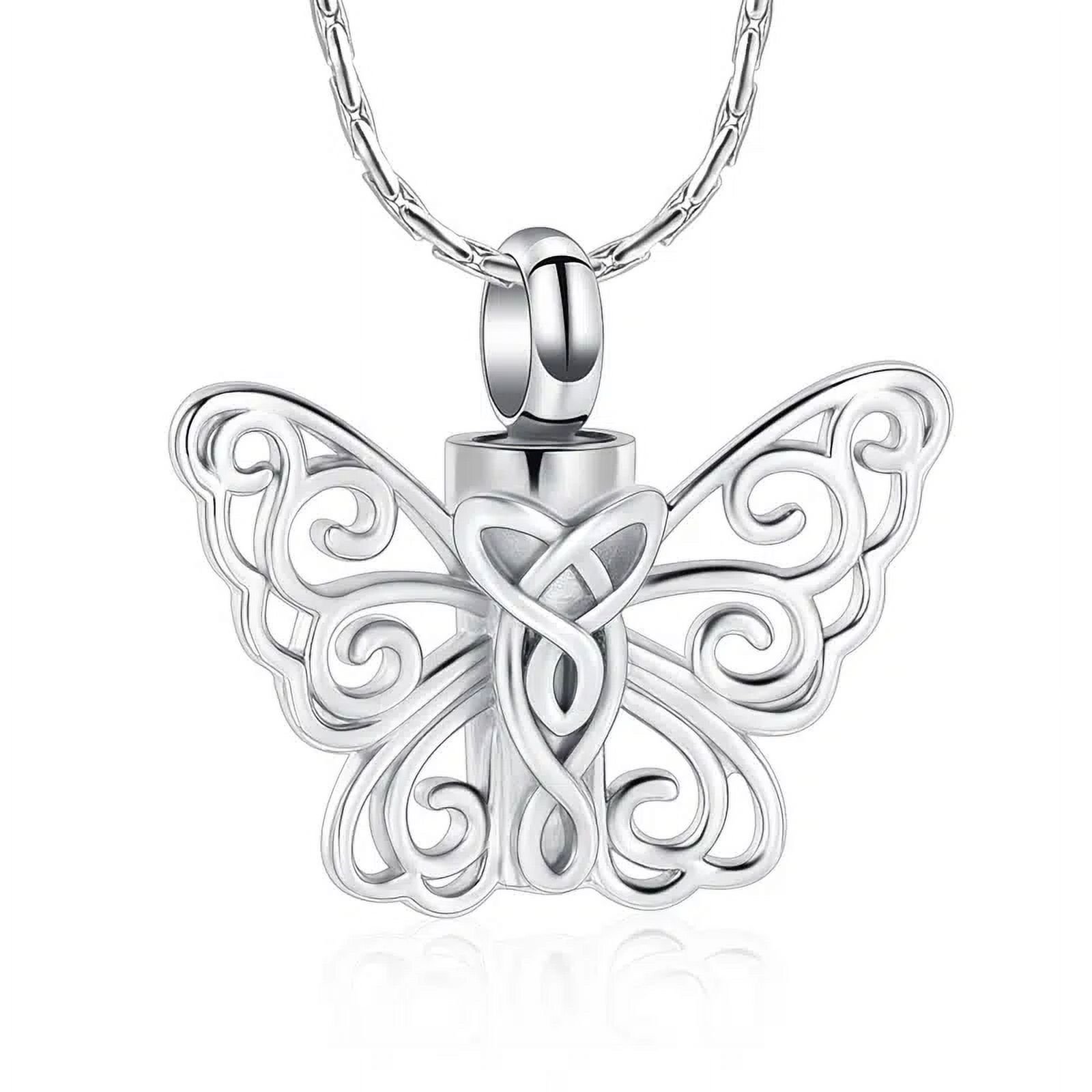 Butterfly Urn Necklace for Ashes Celtic Knot Butterfly Pendant Cremation Keepsake Necklace for Women Jewelry