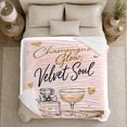 thumbnail image 5 of Champagne Glow Velvet Soul Quote with Glass, Elegant Glam Style for Romance Lovers, Perfume Rose Pattern and Anniversary Gift, Soft Flannel Blanket for Bedroom and Reading Nook, Home Decor, 5 of 9