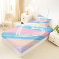 thumbnail image 5 of Manfei Watercolor Rainbow Twin Sheets, Oil Printing Lines Bedding, Pink Blue, 3-Piece, 1 Flat Sheet, 1 Fitted Sheet and 1 Pillowcase, 5 of 6