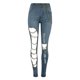 thumbnail image 4 of Puntoco Moda Mujer Sólido Delgado Denim Ripped Chain Big Hole Jeans Pantalones Lápiz Pantalones Puntoco Puntoco-6145, 4 of 9