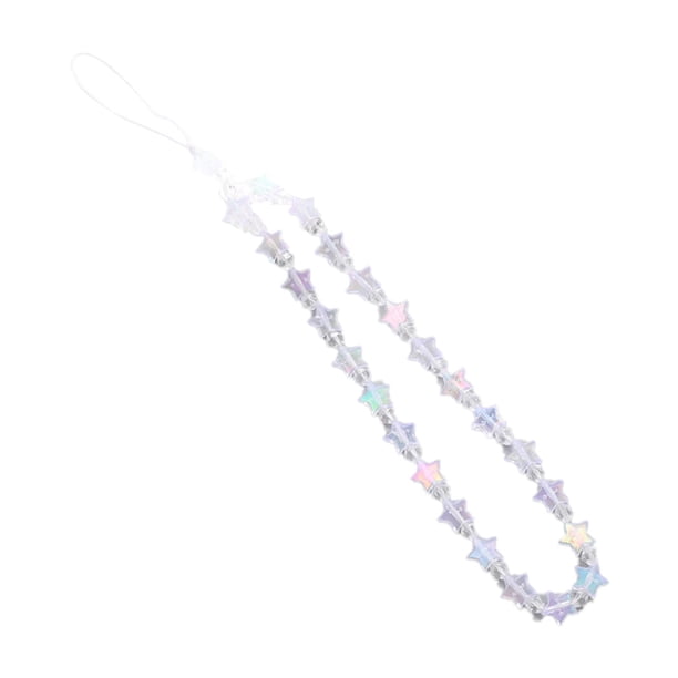 Dijes de cuentas para teléfono, correa de muñeca, soporte de regalo, decoración, colgante para teléfono para mujer Blanco