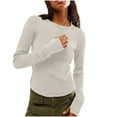 thumbnail image 1 of vdgthytj Chandails à Manches Longues pour Femmes, Col Rond Décontracté, Tricoté, Automne Hiver, Slim, Chaud, 1 of 7