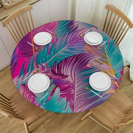 

BCIIG Feather Pattern Fabric Background Clara Miller Burd Round Table Cover Stain Resistant Washable Indoor Outdoor Tablecloth Kitchen Dining Wedding Parties Picnic Camping 100% Polyester 54-58