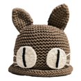thumbnail image 1 of Knitted Hat Cute Cat Shape Contrast Color Handmade Stretchy Casual Ear Protection Oversized Autumn Winter Women Bucket Hat Daily, 1 of 10