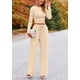 thumbnail image 5 of Conjunto de 2 Piezas para Mujer PRETTYGARDEN Top Corto de Manga Larga y Pantalones Beige Talla S, 5 of 8
