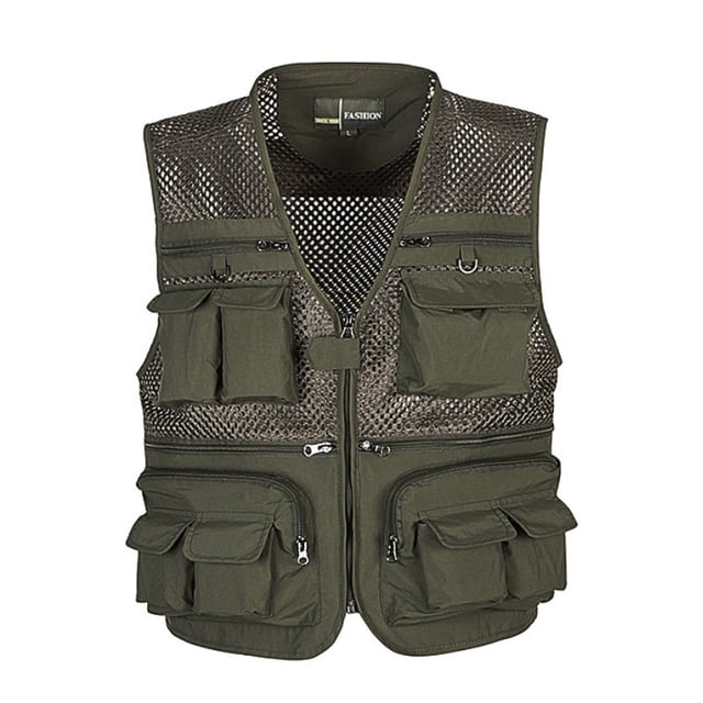 Othyroce Chaleco táctico para hombre, abrigo con tela tejida, chaleco de fotógrafo de verano, chaqueta sin mangas de trabajo de malla con muchos bolsillos Sincero Electrónica