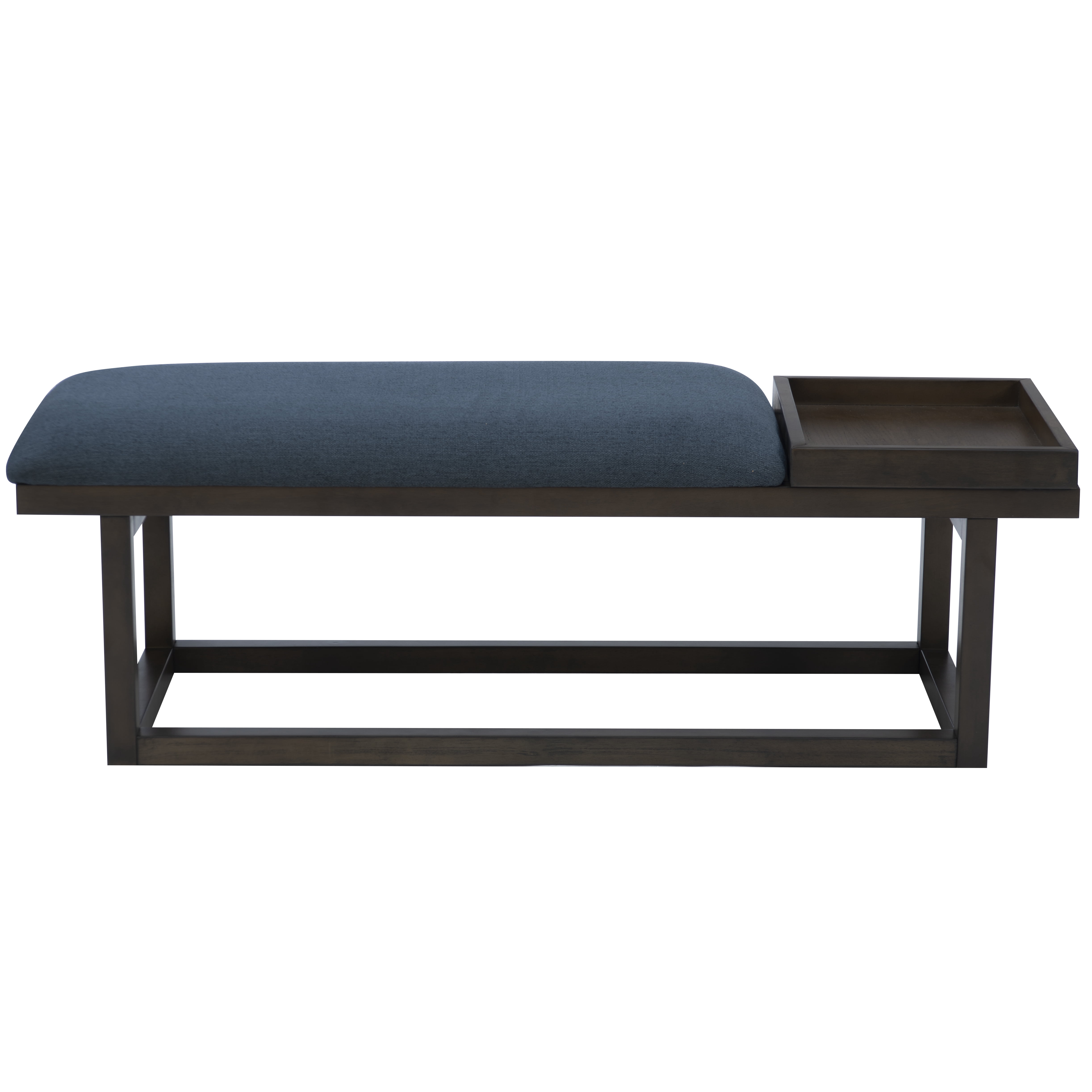 Powell Mickle Upholstered Bench with Built-In Tray, Brown/Navy