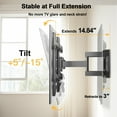 thumbnail image 4 of MountFTV Full Motion TV Wall Mount Bracket for 37-85" TV with Swivel Tilt Extension, Heavy duty TV Wall Mount, Max 600x400mm, Holds up to 132 lbs, Fits 12" 16" Studs, 4 of 7