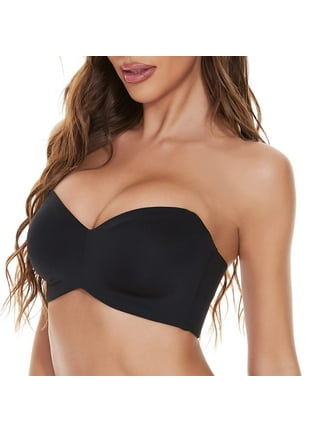 Womens Strapless Bra Silicone-Free Minimizer Bandeau Plus Size Unlined  Shell Heather 34DD