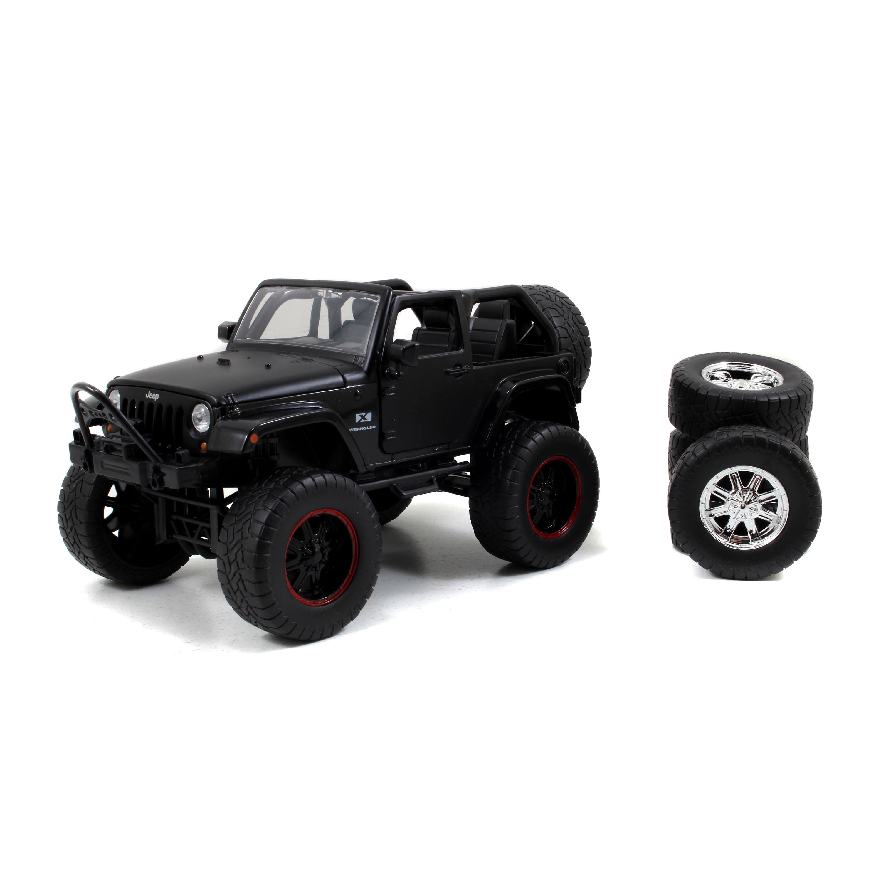 Jada Toys 2007 1/24 Matt Black Jeep Wrangler Just Truck Diecast Model