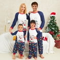 thumbnail image 2 of Family Matching Christmas Pajamas Set, Cartoon Elk  Snowflake  Star Print T-shirt + String Light Print Trousers, Jumpsuit, 2 of 9