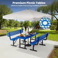 thumbnail image 4 of AwayHome 6FT Metal Patio Picnic Tables with Umbrella Hole Thermoplastic Coated Commercial Rectangular Picnic Table, Surface Mounted, Blue, 4 of 7