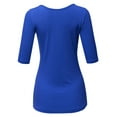 thumbnail image 3 of SSOULM Women's 1/2 Sleeve Silky Stretchy Crewneck Slim Fit T-Shirt Top with Plus Size, 3 of 5