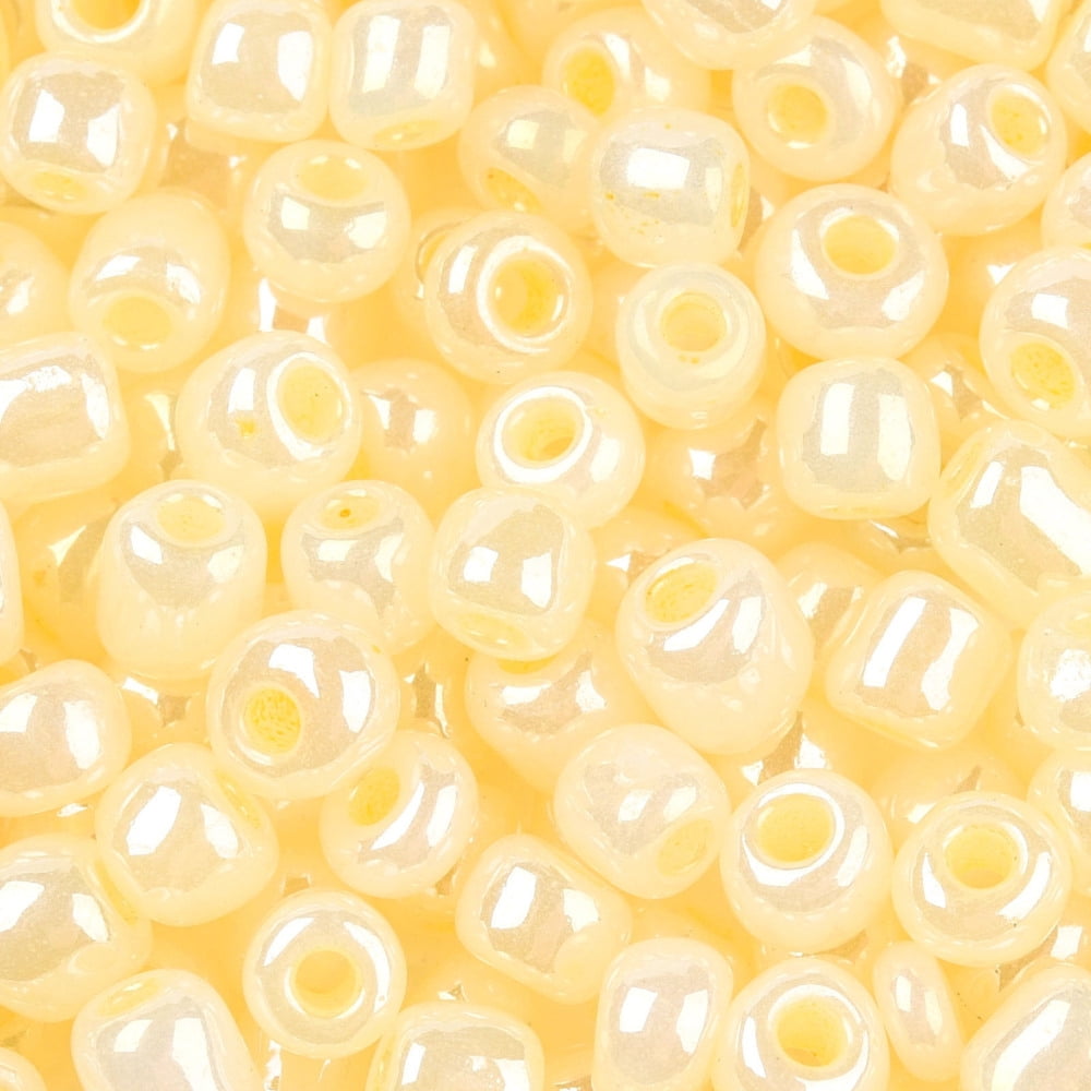 Glass Seed Beads Ceylon Round Lemon Chiffon 6/0 4mm Hole: 1.5mm about 4500pcs/pound DIY