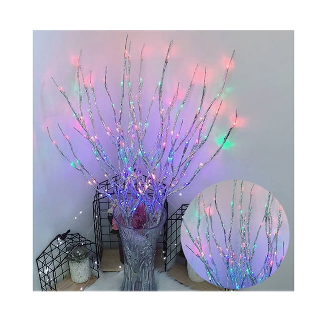 Naiovety Ramas de árbol Luz LED 5000K Color Temperatura Lámpara Cadena Decoración Interior Exterior Suministros para el hogar Colorido Plata Type2 NO2 Naiovety HA011028-08