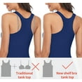 thumbnail image 3 of Women's Square Neck Tank Tops Cotton Racerback Camisole With Shelf Bra, 2-Packs, 3 of 7