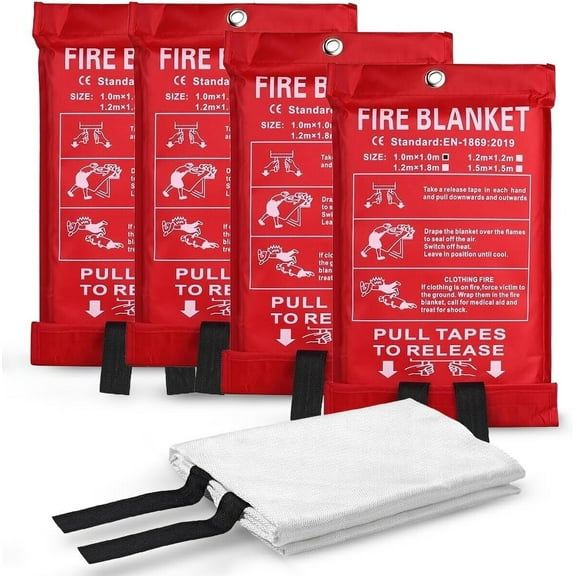 4 PACK FIRE BLANKET Fiberglass Hero Emergency Home Retardant Prepared 40''x40''