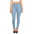 thumbnail image 2 of WTXUE Womens Jeans Stretchy, Tapered&nbsp;Pants Jeans Pants Polyester High Waist Button Daily Woman, Stretchy Jeans Pantalones De Mujer, Sky Blue, 2 of 4